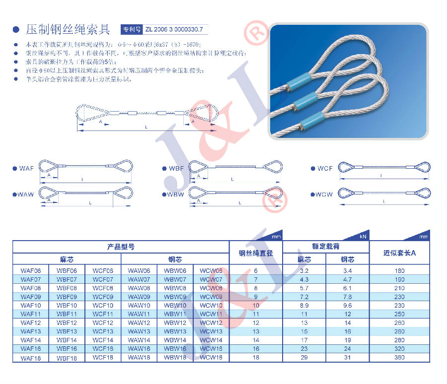 巨力索具鋼絲繩吊裝工程壓制鋼絲繩索具